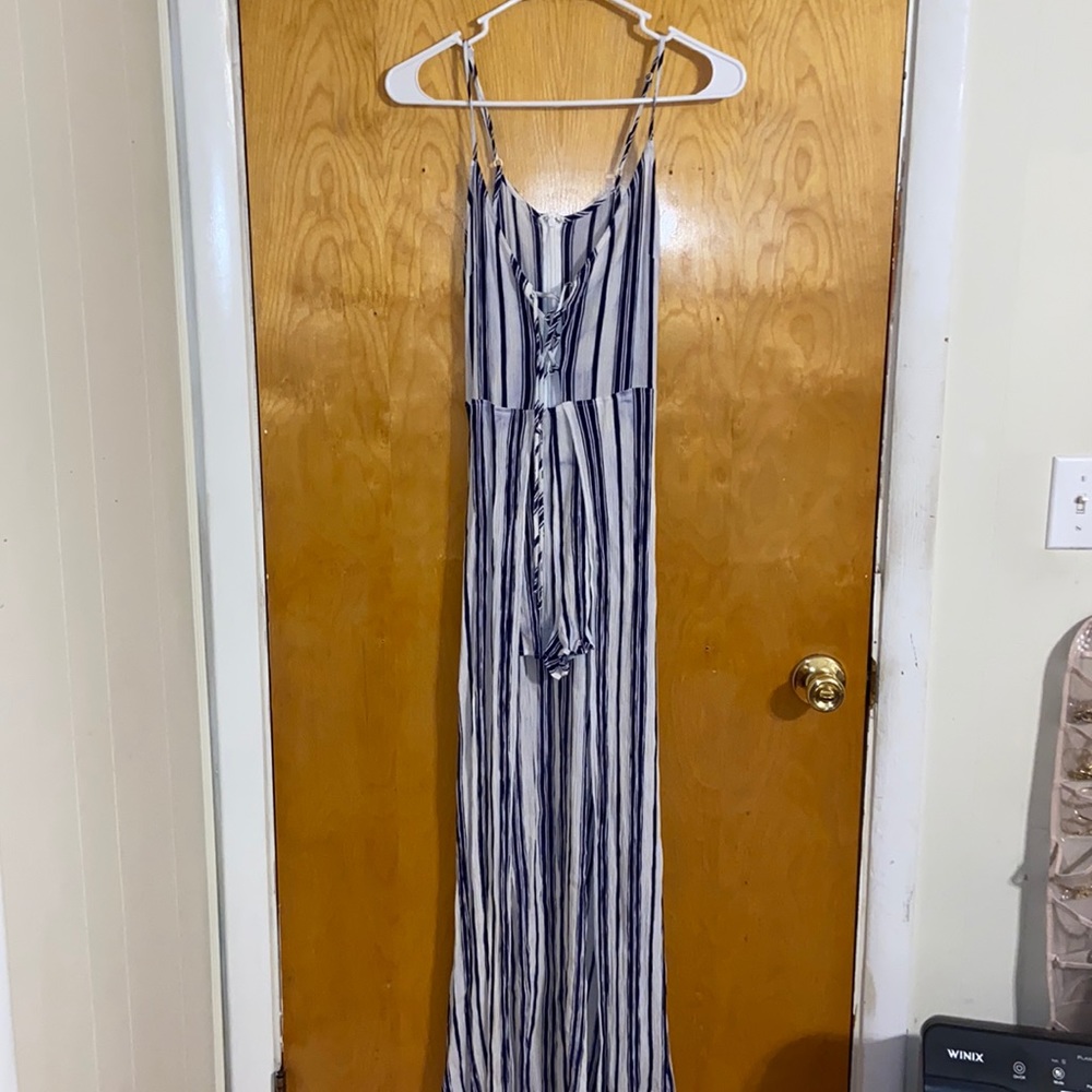 striped high low dress with shorts